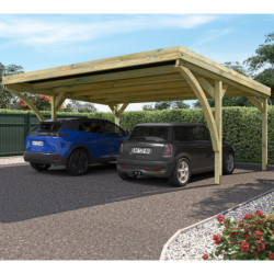 Carport double 30,9m² en bois autoclave Victor modern - Cerland