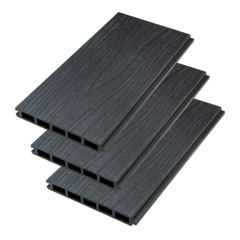 Lot de 3 lames en bois composite premium pour clôture personnalisable Compolife - coloris gris anthracite