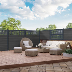 Lot de 3 lames en bois composite premium pour clôture personnalisable Compolife - coloris gris anthracite