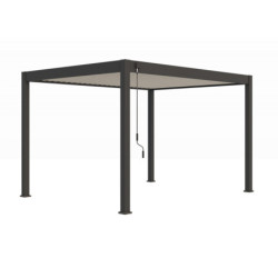 Pergola bioclimatique autoportante en alu anthracite - lames blanches - 3x4m Ombrea