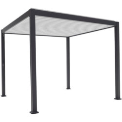 Pergola bioclimatique autoportante en alu anthracite - lames blanches - 3x4m Ombrea