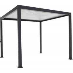 Pergola bioclimatique autoportante en alu anthracite - lames blanches - 3x4m Ombrea