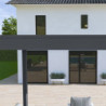 Pergola bioclimatique autoportante en alu anthracite - lames blanches - 3x4m Ombrea
