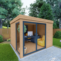 Bureau de jardin en bois massif 8,88m² - madriers 40mm traités autoclave Gardy Shelter
