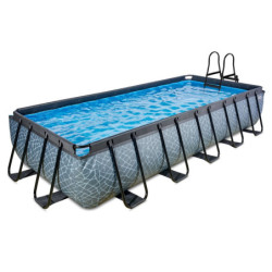 Piscine hors sol rectangulaire Stone 540x250x100cm avec pompe filtrante – Exit Toys