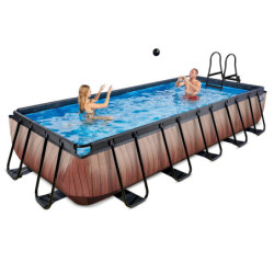 Piscine hors sol rectangulaire Wood 540x250x100cm avec pompe filtrante – Exit Toys