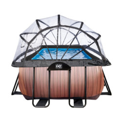 Piscine hors sol rectangulaire Wood 540x250x100cm avec pompe filtrante à sable et dôme – Exit Toys