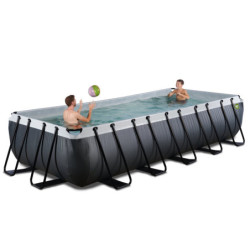 Piscine hors sol rectangulaire Black Leather 540x250x100cm avec pompe filtrante – Exit Toys