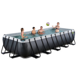 Piscine hors sol rectangulaire Black Leather 540x250x100cm avec pompe filtrante à sable – Exit Toys