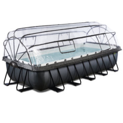 Piscine hors sol rectangulaire Black Leather 540x250x100cm avec pompe filtrante à sable et dôme – Exit Toys