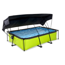 Piscine hors sol rectangulaire Lime 300x200x65cm avec pompe filtrante et voile d'ombrage – Exit Toys