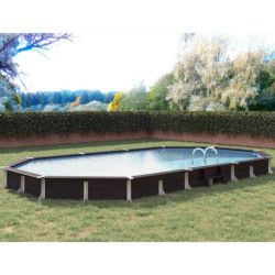 Piscine octogonale allongée Agon 700x385cm en composite PVC/CHANVRE Justaposé