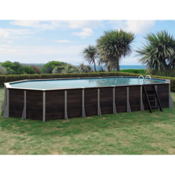 Piscine octogonale allongée Romagny 865x385cm en composite PVC/CHANVRE Justaposé