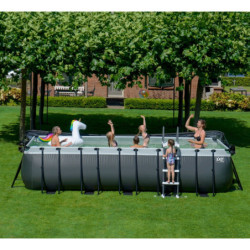 Piscine hors sol rectangulaire Black Leather 540x250x122cm avec pompe filtrante – Exit Toys