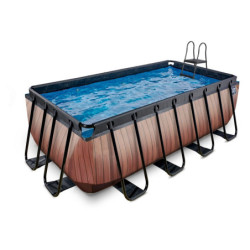Piscine hors sol rectangulaire Wood 400x200x122cm avec pompe filtrante à sable – Exit Toys