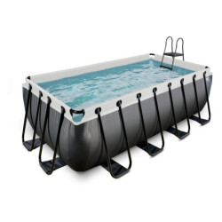 Piscine hors sol rectangulaire Black Leather 400x200x122cm avec pompe filtrante à sable – Exit Toys