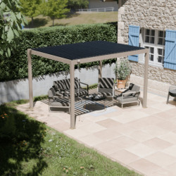 Pergola bioclimatique autoportante en alu aspect bois 3x4m Ombrea