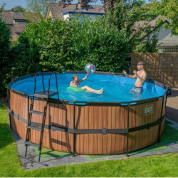 Piscine hors sol ronde Wood ø450x122cm avec pompe filtrante à sable – Exit Toys