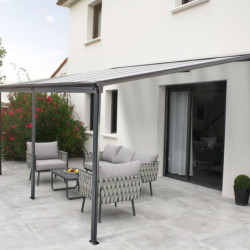 Pergola adossée 435x300cm en aluminium noir et polycarbonate 4mm CIELO - DCB Garden