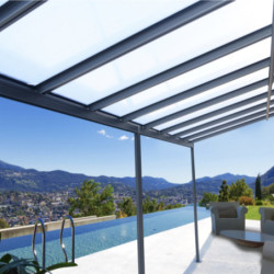 Pergola adossée 435x300cm en aluminium noir et polycarbonate 4mm CIELO - DCB Garden