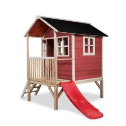 Maisonnette en bois FSC rouge Loft 300 - Exit Toys