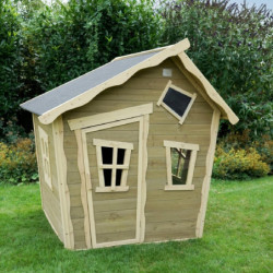 Maisonnette en bois FSC gris-beige Crooky 100 - Exit Toys