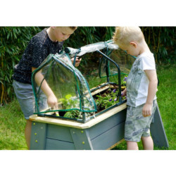 Carré potager sur pieds en bois massif Aksent L avec serre et outils de jardinage - Exit Toys