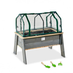 Carré potager sur pieds en bois massif Aksent L avec serre et outils de jardinage - Exit Toys