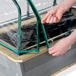 Carré potager sur pieds en bois massif Aksent L avec serre et outils de jardinage - Exit Toys