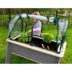 Carré potager sur pieds en bois massif Aksent L avec serre et outils de jardinage - Exit Toys