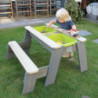 Table d'activités en bois massif sable et eau Aksent avec un banc - Exit Toys
