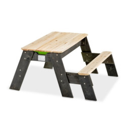 Table d'activités en bois massif sable et eau Aksent avec un banc - Exit Toys