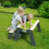 Table d'activités en bois massif sable et eau Aksent avec un banc - Exit Toys