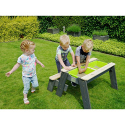 Table d'activités en bois massif sable et eau Aksent avec un banc - Exit Toys