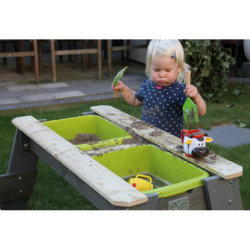 Table d'activités en bois massif sable et eau Aksent avec un banc - Exit Toys