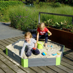 Bac à sable hexagonal en bois massif 160x140cm Aksent - Exit Toys