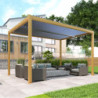 Pergola bioclimatique autoportante en aluminium aspect bois 4x3m - X-METAL