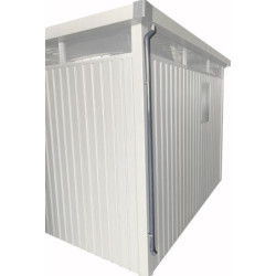 Descentes de gouttières grises pour abri de jardin Roka et Kosto X-METAL