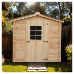 Abri de jardin en bois brut 4,28m² madriers 28mm - Habrita