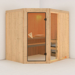 Sauna traditionnel d'angle FIONA 2 - 68mm - 4 à 5 places - KARIBU
