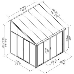 Véranda 300x305cm en aluminium blanc et polycarbonate 8mm Sanremo - Palram - Canopia