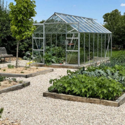 Serre Laurus Uranus 12,90m² en aluminium naturel et verre trempé 3mm + embase incluse - Natura Lams