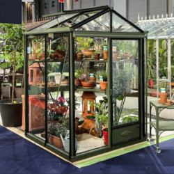 Serre de jardin LUXIA Rétro 2,6m² en aluminium laqué et verre trempé 4mm + embase incluse - Lams