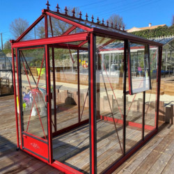 Serre adossée LUXIA 3,7m² H212cm en aluminium laqué et verre trempé 4mm + embase incluse - Lams