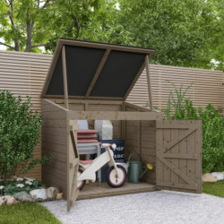 Coffre de jardin en bois traité 20mm 1200L GENIO Noir - Gardy Shelter