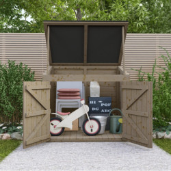 Coffre de jardin en bois traité 20mm 1200L GENIO Noir - Gardy Shelter