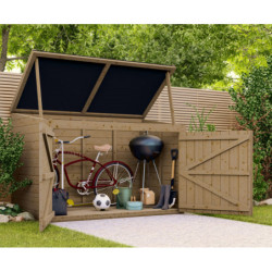 Coffre de jardin en bois traité 28mm 2000L LARGO Noir - Gardy Shelter
