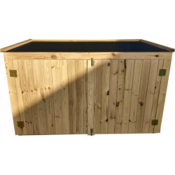 Coffre de jardin en bois traité 28mm 2000L LARGO Noir - Gardy Shelter