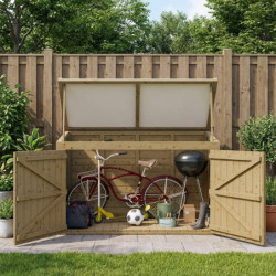 Coffre de jardin en bois traité 28mm 2000L LARGO Blanc - Gardy Shelter