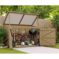 Coffre de jardin en bois traité 28mm 2000L LARGO Blanc - Gardy Shelter